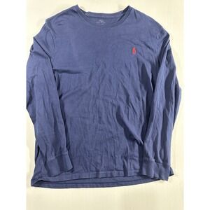 Polo Ralph Lauren Long sleeve Tshirt Navy Blue Cotton Pony Logo Size Large